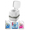Toaleta turystyczna przenośna ze wskaźnikiem Campa Potti Qube XGL Luxe + Zestaw płynów B-Fresh Blue 2 L + B-Fresh Pink 2 L + Papier toaletowy Aqua Soft - Thetford