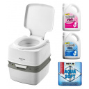 Toaleta turystyczna przenośna ze wskaźnikiem Campa Potti Qube XGL Luxe + Zestaw płynów B-Fresh Blue 2 L + B-Fresh Pink 2 L + Papier toaletowy Aqua Soft - Thetford