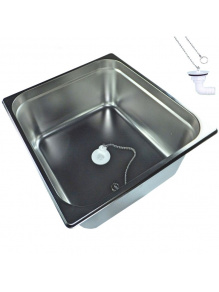 Zlewozmywak prostokątny, umywalka do kampera przyczepy 35 x 32,5 x 15 cm z odpływem, syfonem FAWO